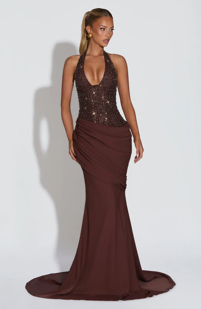 שמלת ערב פייטים עמוקה – ליאן