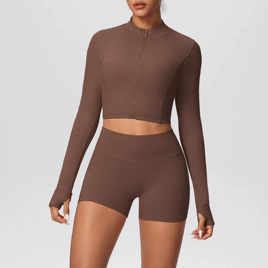 חליפת ספורט קצרה עם שרוול ארוך ורוכסן – מיה