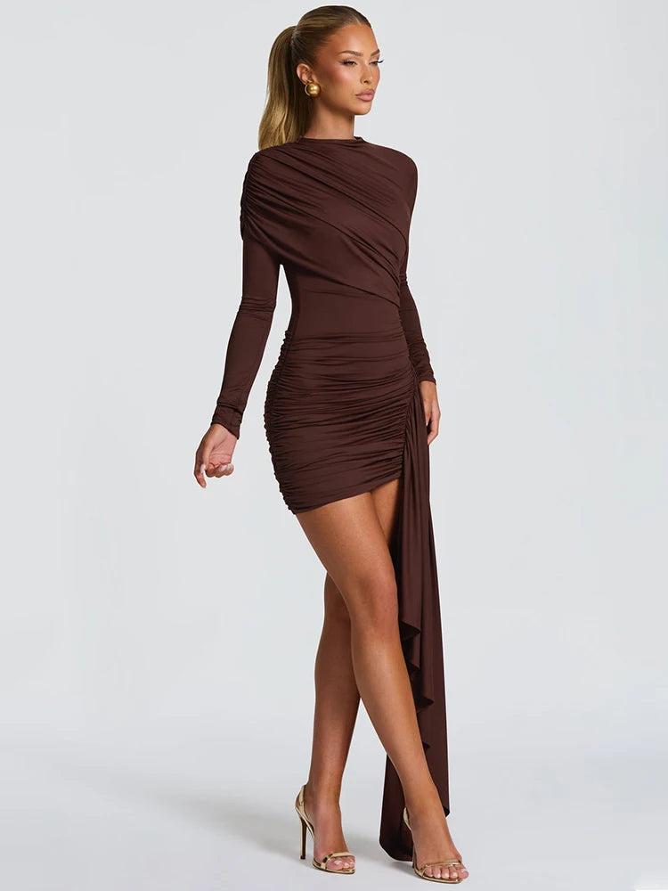 שמלת מיני כיווצים עם שובל – רומי