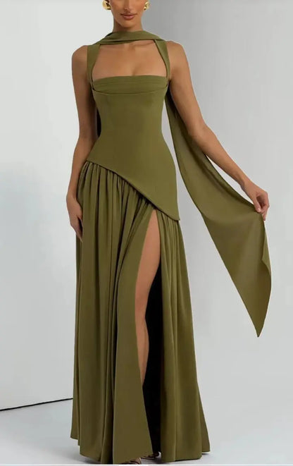 שמלת ערב אסימטרית עם שסע – דניאל