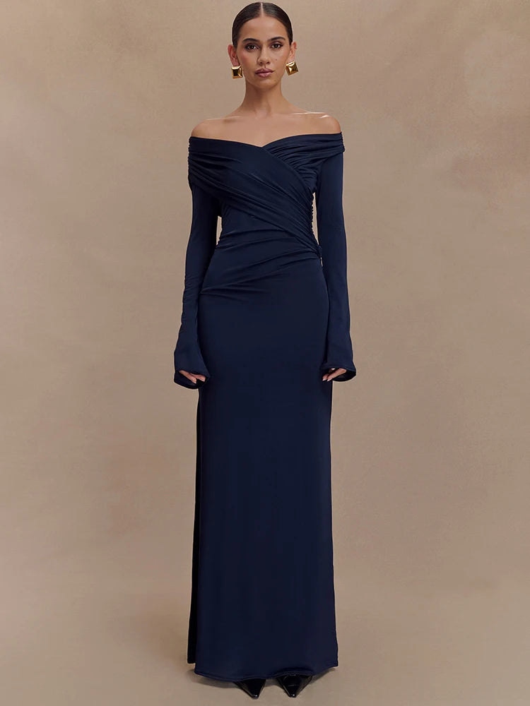 שמלה נשית אלגנטית עם מחשוף נשפך – רומי